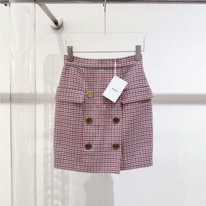 🚩steal authentic Balmain Red and Black Houndstooth Mini Skirt